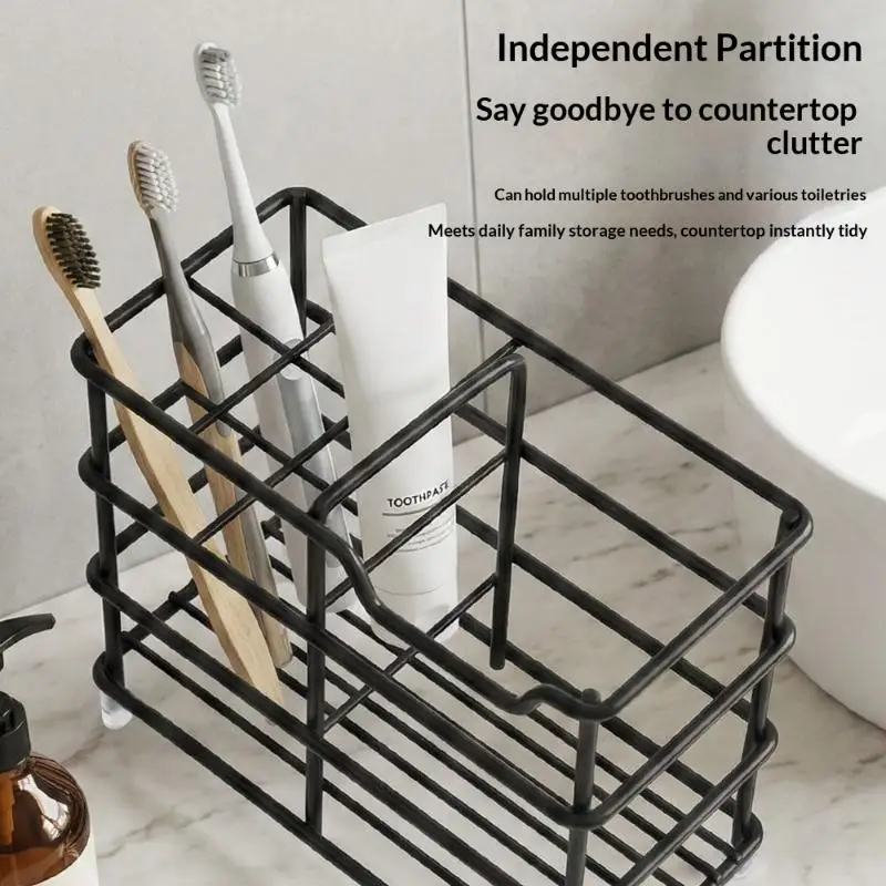 Rust Proof Black Metal Organizer Multi Compartment Storage Rack for Kitchen Bathroom Countertop Daily Supplies