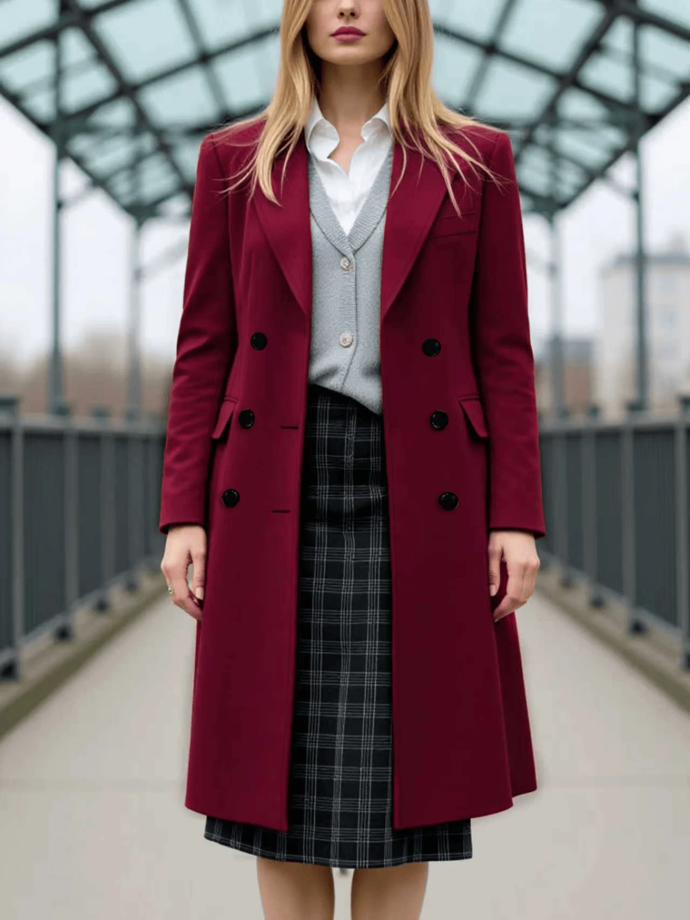 

Женский плащ, двубортный утолщенный шерстяной плащ, теплый осенне-зимний плащ для поездок на работу, незаменимый плащ