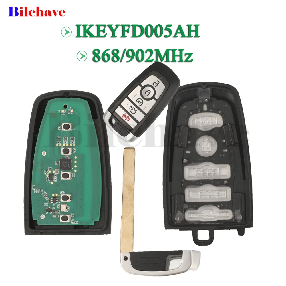 

jingyuqin IKEYFD005AH 868/902MHz 5 Buttons Universal Smart Key For Ford Autel Smart Key For KM100 IM508 IM608 KM100E