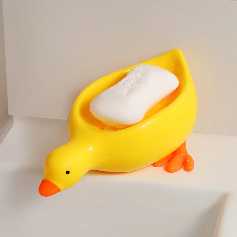 Soap Tray Self-Draining Soap Rack Cute Duck-Shaped Creative Rack for Shower Bathroom Kitchen Tub Sink Tray Bracket Bathroom