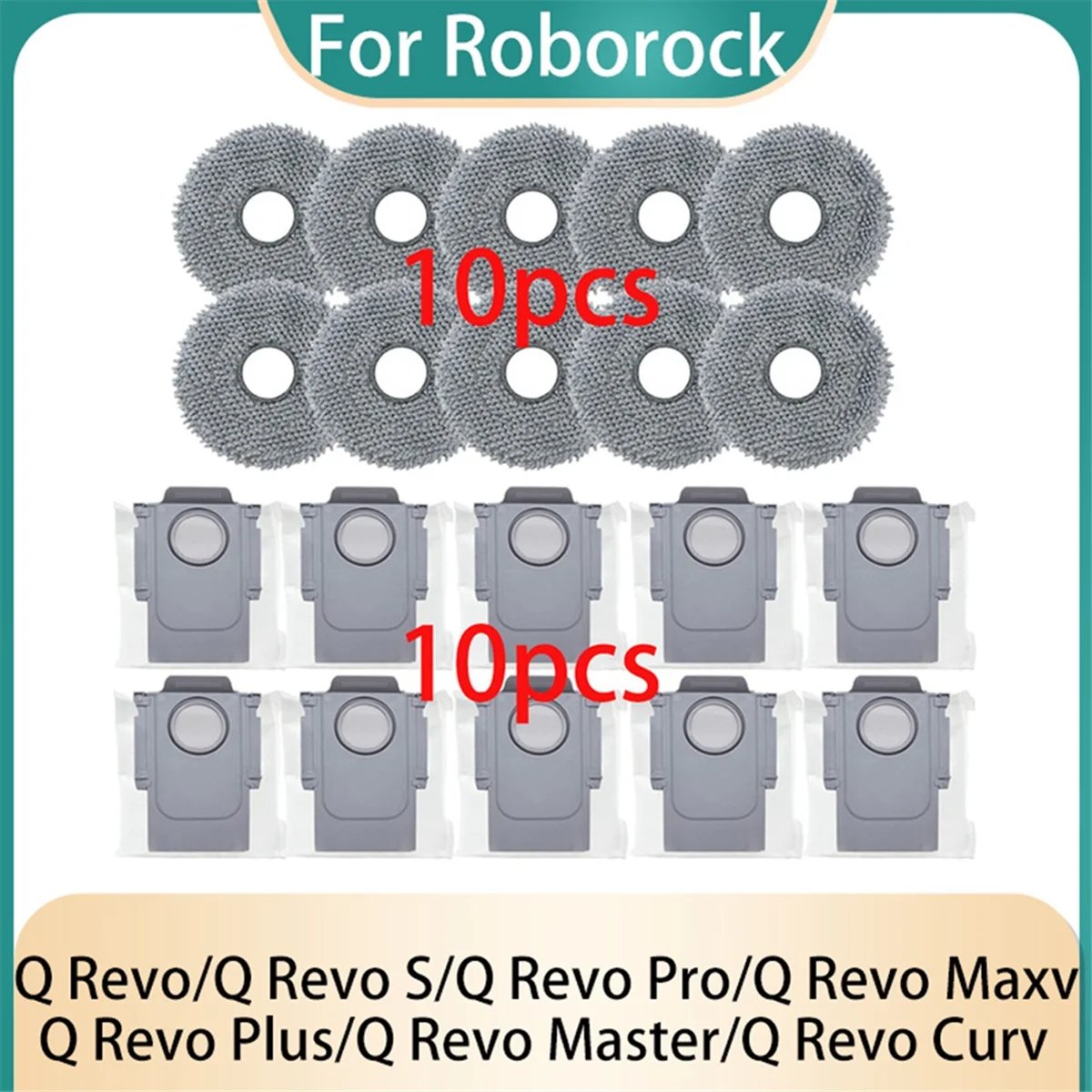 20 шт. подушечки для швабры, мешок для пыли для Roborock Q Revo S/Q Revo Pro/Q Revo Maxv/Q Revo Master/Q Revo Plus/Q Revo Curv Vacuum Parts_A66K