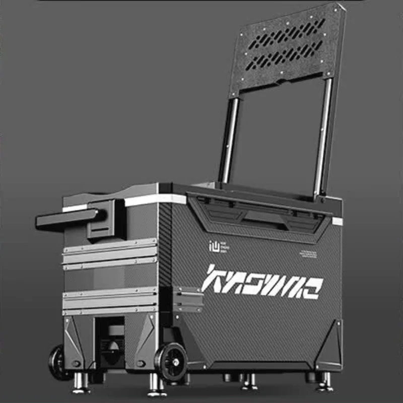 Fishing Cooler Box with Wheels,Ultra-Light Tackle Station Pole Fishing,Carbon Texture Scratch Resistant,Sturdy Design Anglers