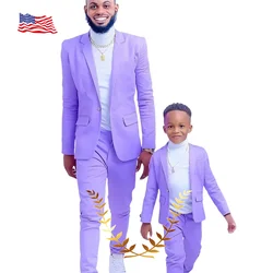 Lavender Boys Suit 2 Piece Formal Wedding Tuxedo Slim Fit Jacket Pants Kids Home Party Clothes 2-16 Years