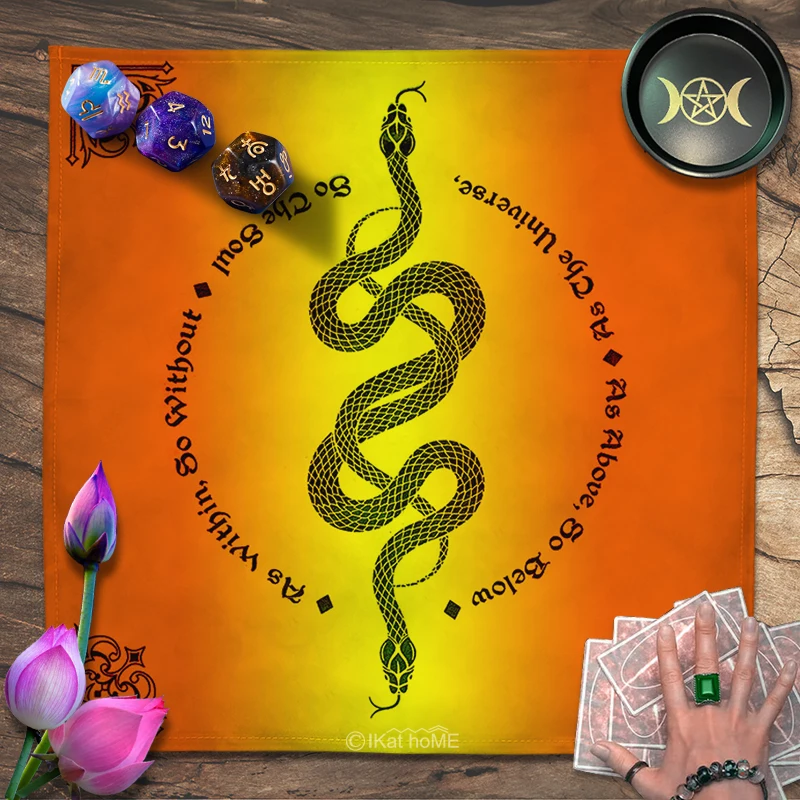 Own Your Power Altar Cloth Moon Phase Snake Tarot Tablecloth Spiritual Pendulum Reading Witch Wiccan Oracle Card Pad Home Decor