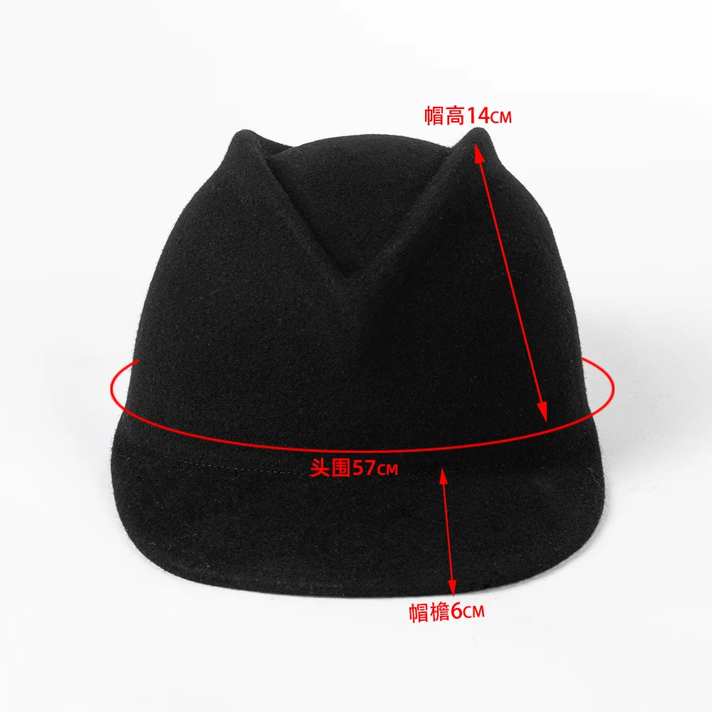 New Women Visors Wool Black Hat Keep Warm Casual Outdoor Travel Shopping Model Stage Show 2023 Winter Lady Top Equestrian Cap