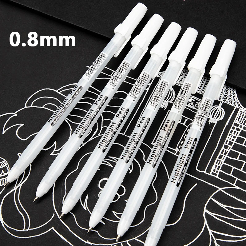 White Marker Pen Tire pen Waterproof White Gel Pen 0.8/1.0/2.0 mm DIY Graffiti Sketching Stationery Wrting School Supplies