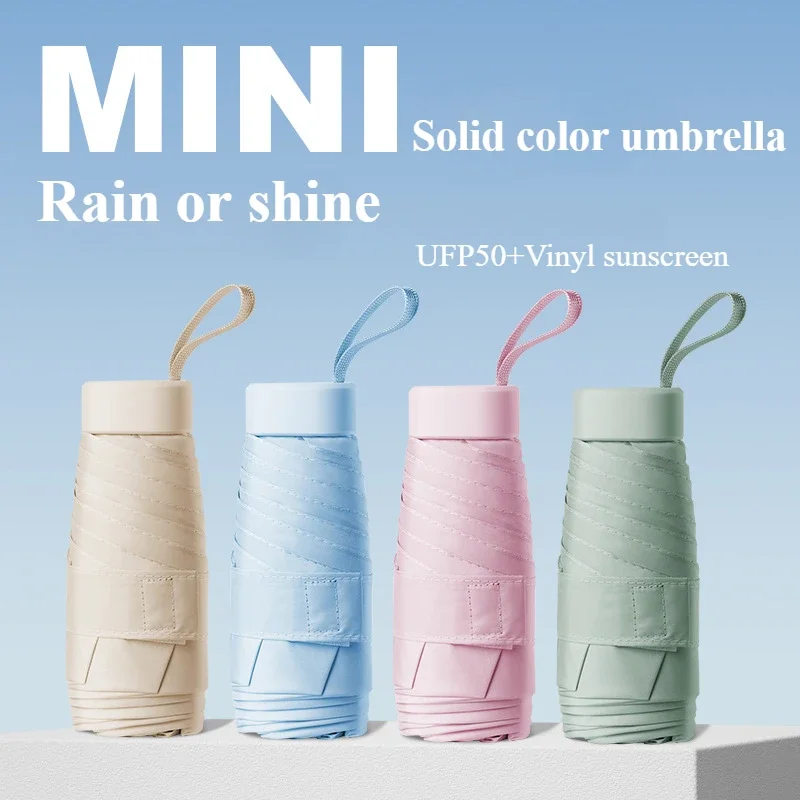 

Mini Folding Umbrella 6 Ribs Lightweight Pocket Umbrella Capsule Sun Protection and Rain Protection Portable Umbrella