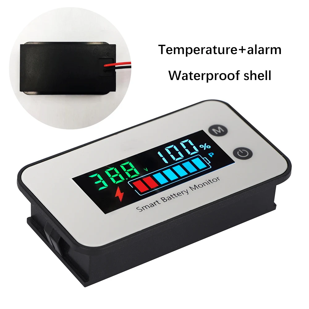 Imagem -03 - Voltmeterlítio Chumbo-ácido Lifepo4 Bateria Capacidade Tensão Medidor de Temperatura Tester Indicador Cor Ipx7 Impermeável dc 7100v