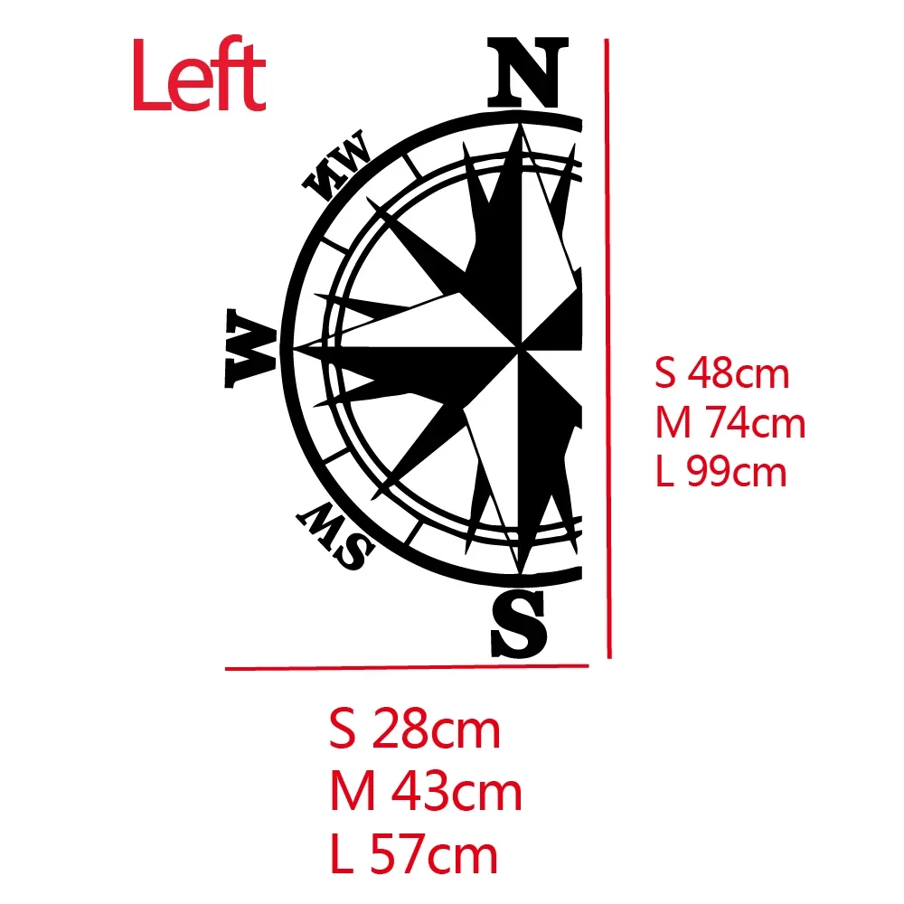 A Pair CTCM Giant Compass Car Stickers PVC Waterproof Self Adhesive Detachable Decals for Auto Trunk Exterior Styling