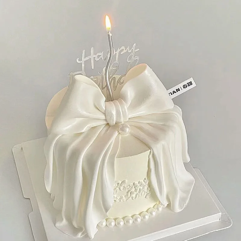 Ballet Style Fairy Ribbon Bow Cream Simulated Birthday Cake Model Plastic Fake Cake Naked Embryo Sample Crafts Photography Props