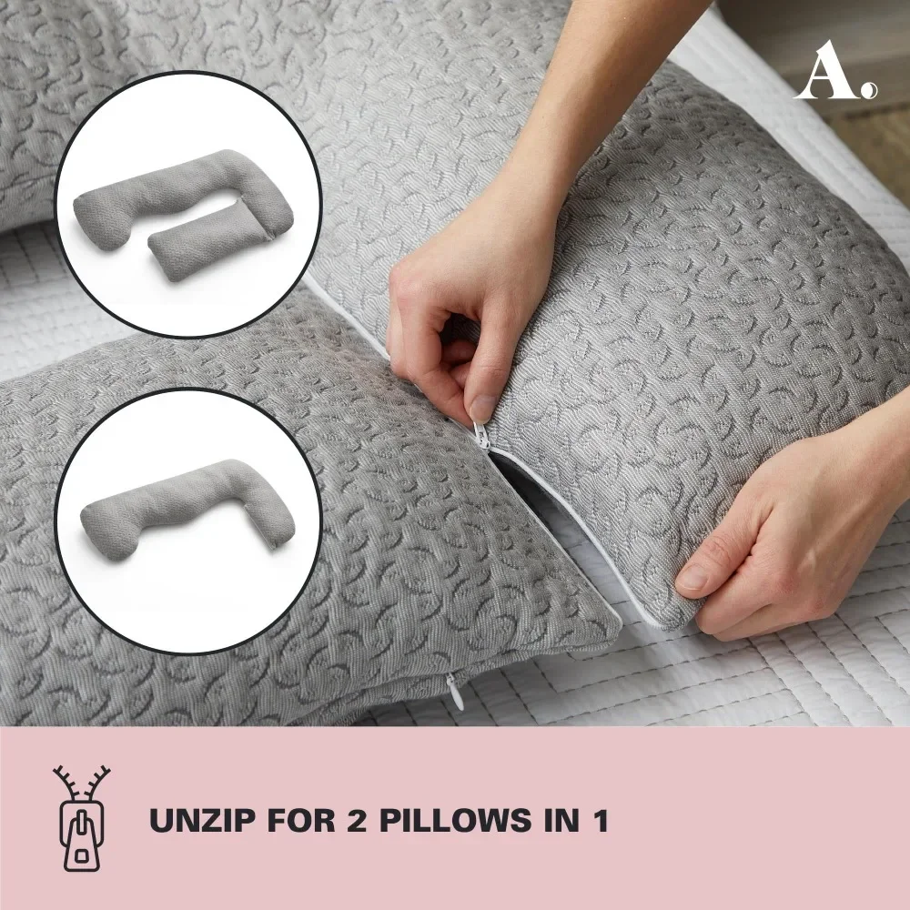 Full Wrap-Around Oversized Down Alternative Pregnancy Pillow Orthopedic Sleeping Pillows Gray Cover Arranged Home Textile Garden