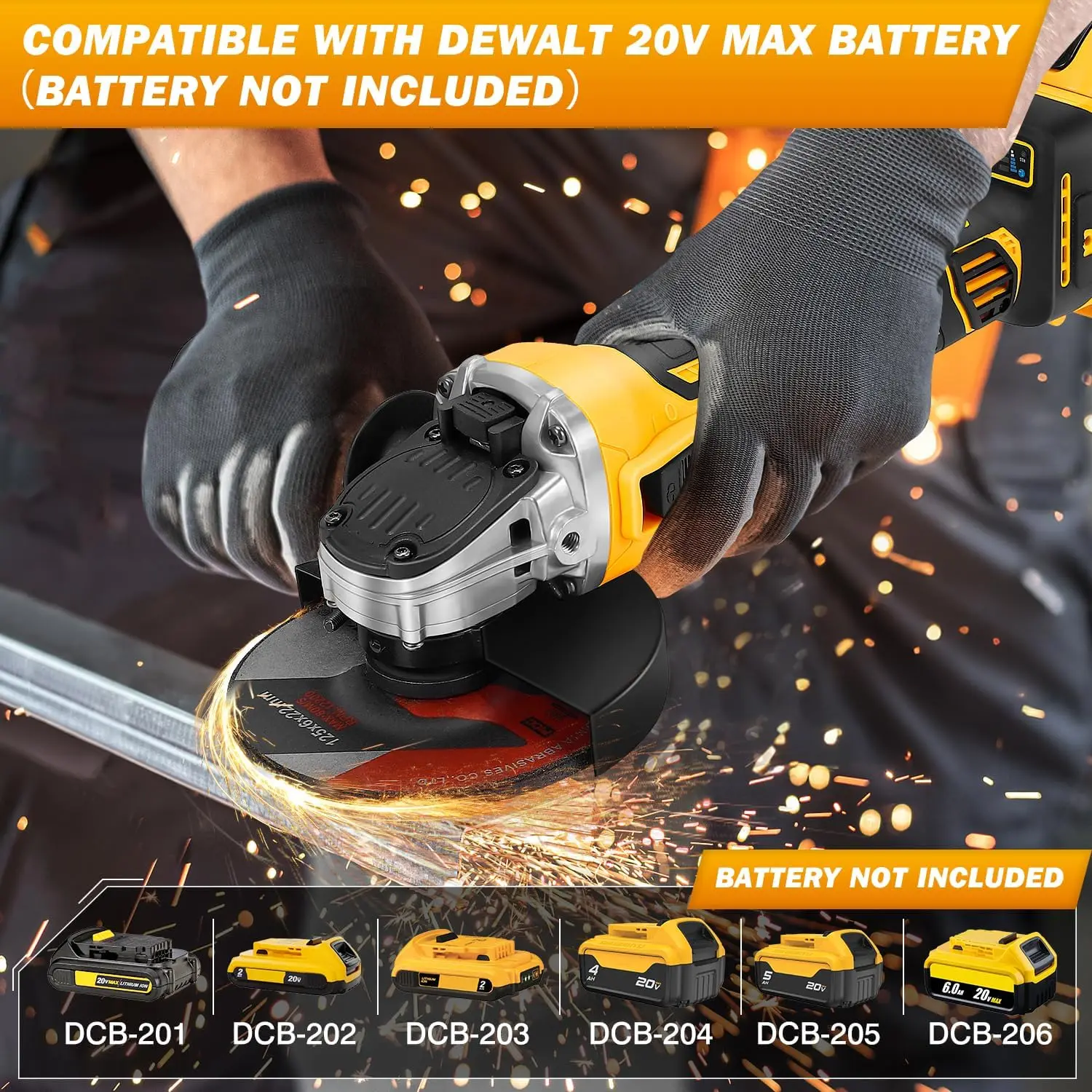 Angle Grinder Compatible with Dewalt 20V MAX Battery (Battery Not Included), Cordless Angle Grinder, 4-1/2