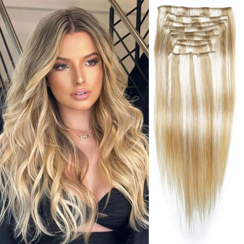 Clip in Hair Extensions Real Natural Hair Remy Straight Set 10 Pcs Brazilian 120g Clip in Human Hair Extensions for Women