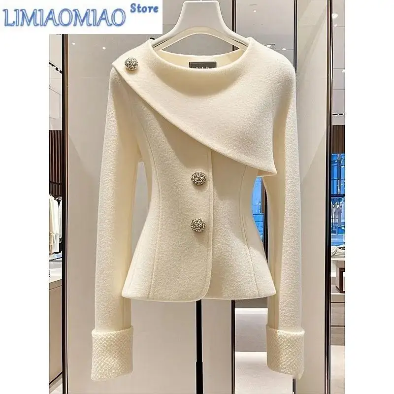 Autumn Women Woolen Coat Exploded With A Unique Sense Of High Quality Super Good-Looking Temperament Fashionable Beige Coat