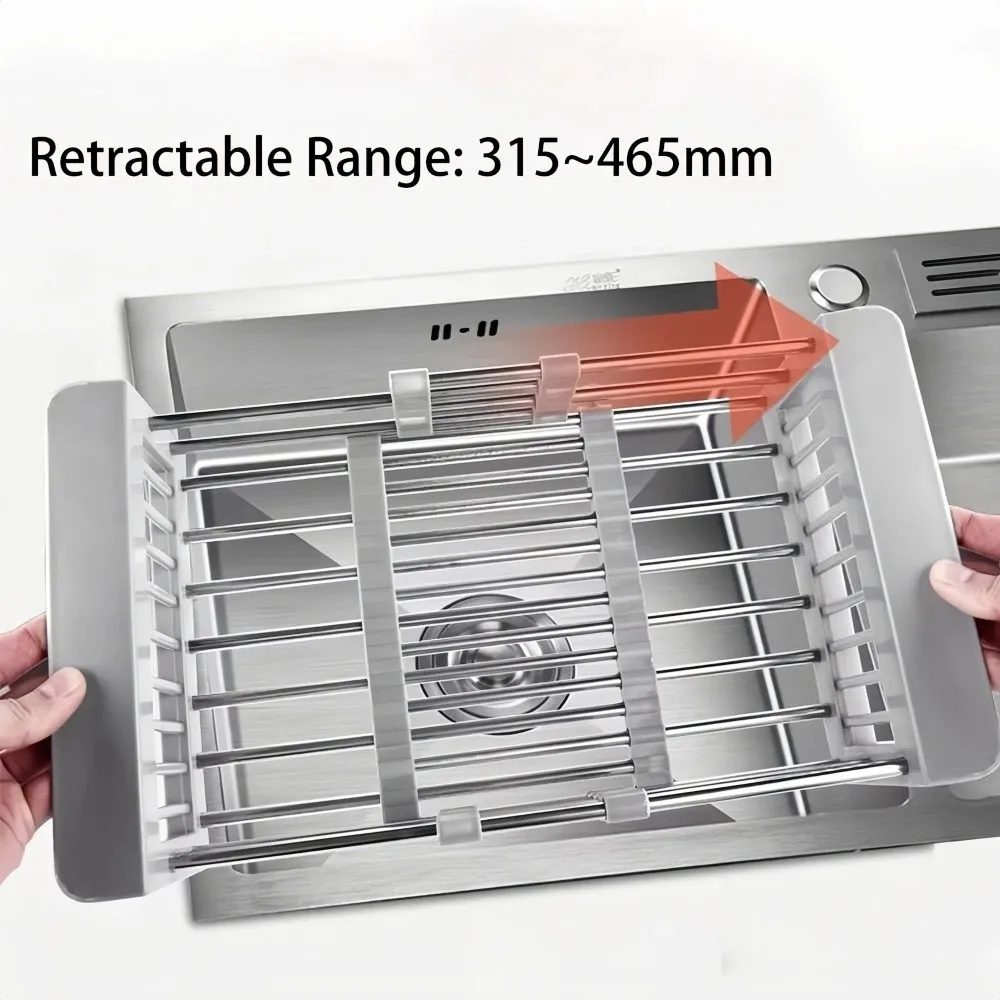 

Retractable Sink Drain Rack Sink Organizer Stainless Steel Dish Drain Basket Dish Drying Washing Dishes Foldable Storage Rack