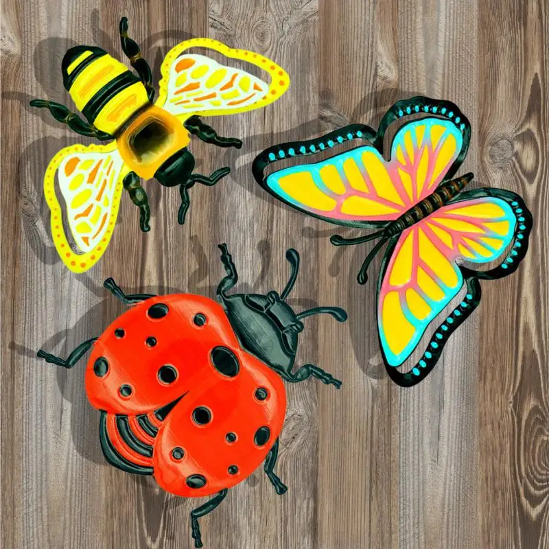 1/3pcs Iron Bees Ladybugs Butterflies Wall Decor Iron Art Butterfly Sculptures Hanging Ornaments For Outdoor Home Garden Yard