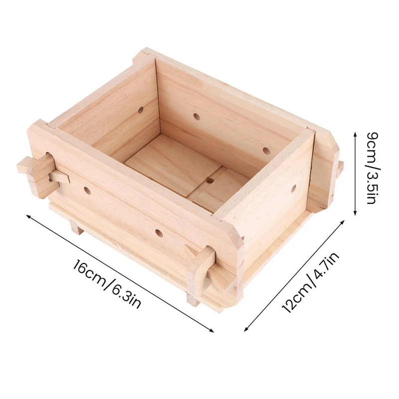 6x Tofu Schimmel Tool, Verwijderbare Houten Persdoos, Thuis Keuken Tofu Maker Pers Mal Kit Voor Diy Tofu Schimmel Koken Handgemaakt