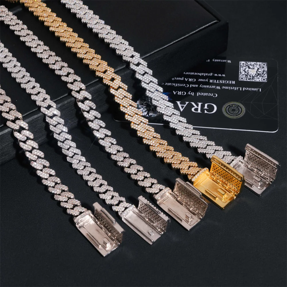 Icedminer 10mm Square VVS Moissanite Diamonds Cuban Chain Iced Out Necklaces For Men Women Brass Miami Chain Pass Tester GRA view 3