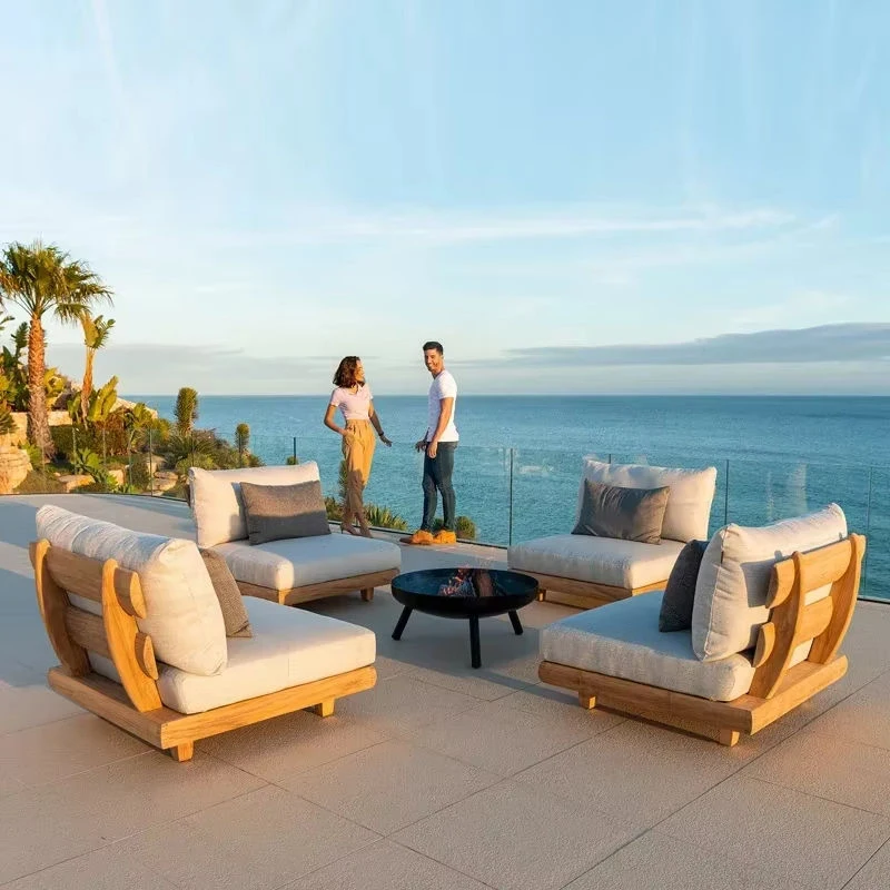 

Премиум-кресло из тикового дерева для улицы с подушкой - всепогодная мебель для патио, сада, террасы, балкона, комфорт на все сезоны