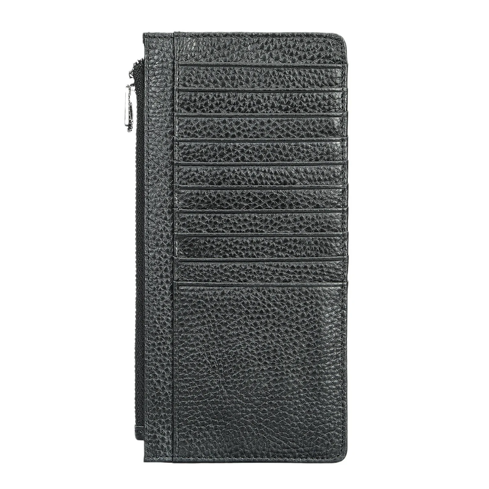 Leren damesportemonnee Lange Japanse kaarttas met meerdere kaarten Toplaag koeienhuid ritszakje Lange damesportemonnee