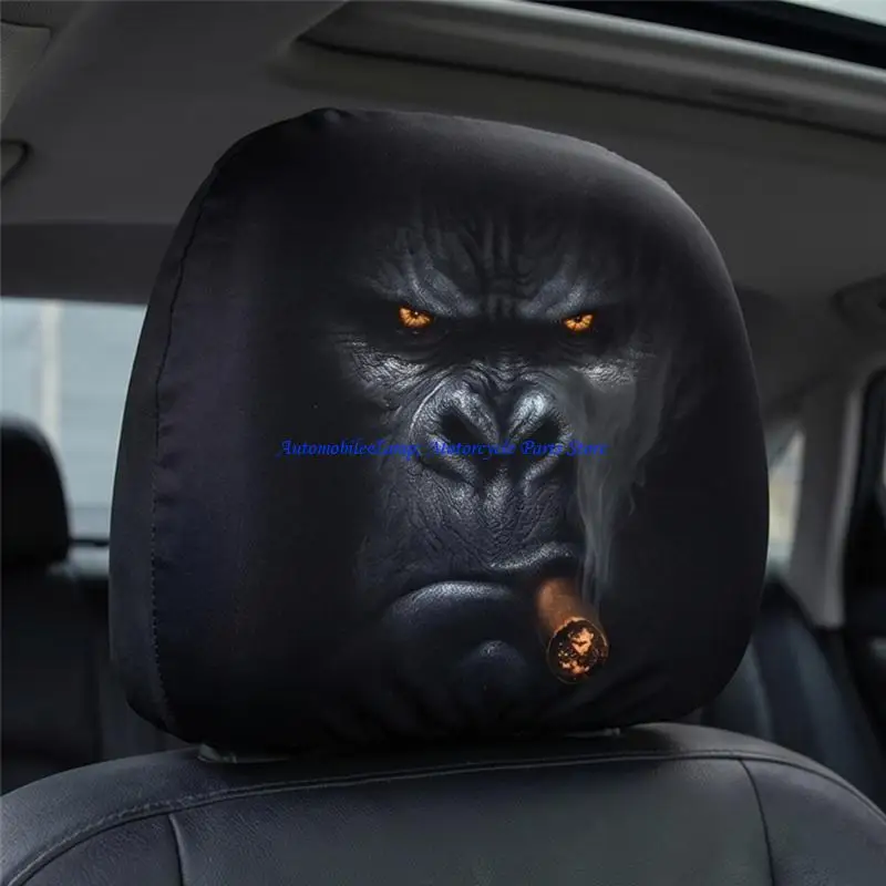 H7BD Scary Eyes Car Headrest Covers Set Of 2 Halloween Themed Soft Fabric Protectors