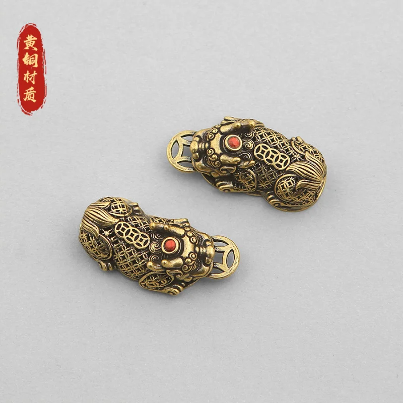 New Hollow Keychain Lucky Money Creative Personality Brass Pixiu Inlaid with Diamonds Bag