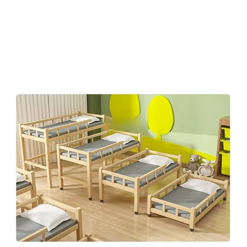 

Kindergarten solid wood push-pull bed Children's guardrail Custody class Primary school students special upper and lo