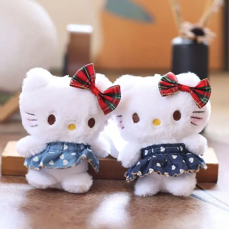 Porte-clés en peluche Hello Kitty, chat KT, poupée en peluche douce, pendentif de voiture, sac à dos, décor de sac, cadeau pour enfant
