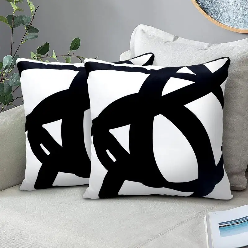 Set of 2 Black and White Boho Pillow Covers 18x18 Abstract Art Throw Pillow Covers Cushion Decorative Pillowcase hj
