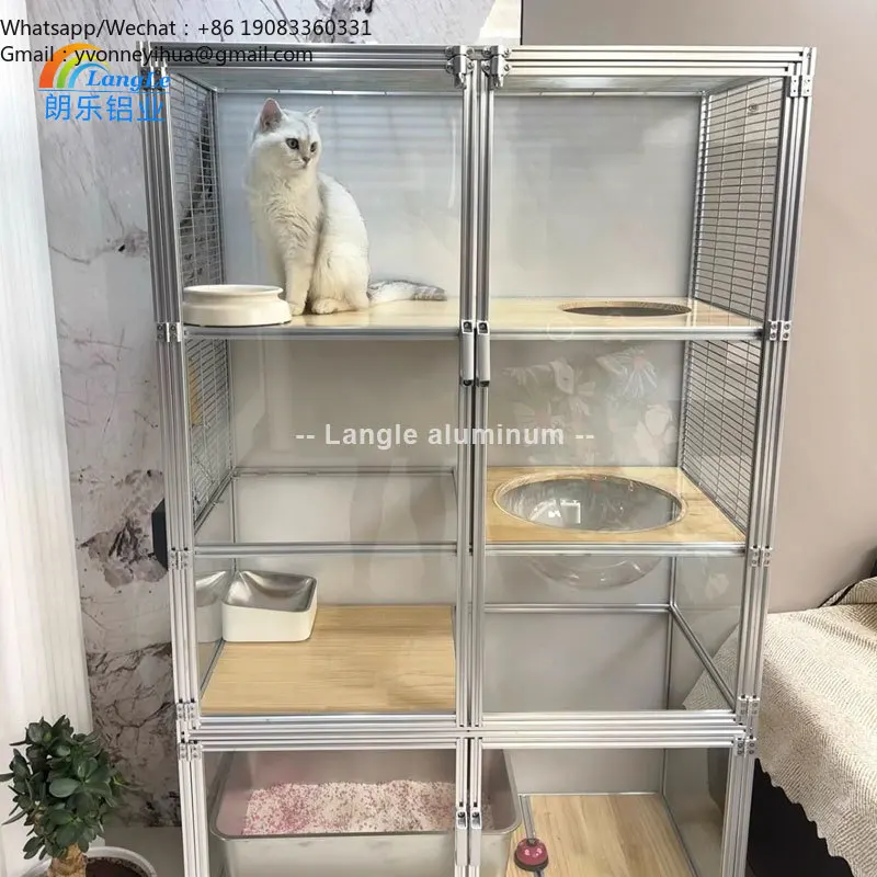 Custom Cat Villa Aluminum Alloy Frame DIY Alu Alloy Tube Pet House Cat Toilet Dog Cage Cat Villa Room T Slot Aluminum Extrusion