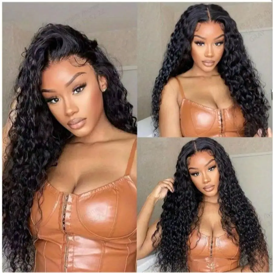 

Water Wave 13x6 HD Lace Front Wig Human Hair 40 30 Inch Black Curly Wig Wet and Wavy Deep Wave Preplucked Glueless Wig For Women