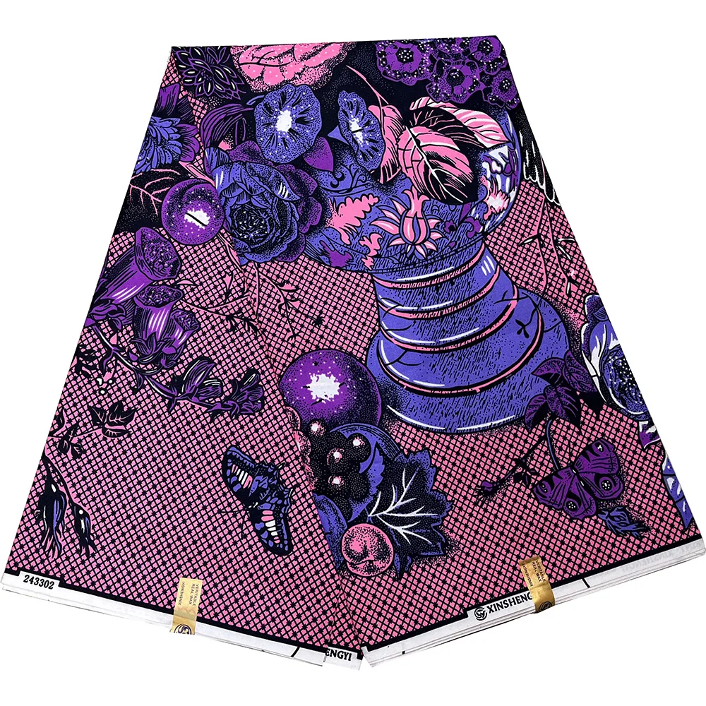 

100% Polyester African Ankara Wax Fabric 6 Yards New Arrival Wax-Resist Dyeing for Traditional Attire Guaranteed Quality