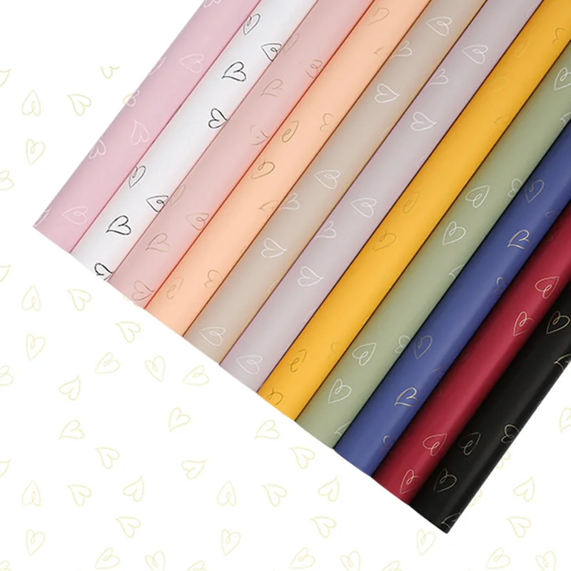 

20pcs 57x57cm Hearts Flower Gift Wrapping Paper Waterproof Bouquet Wedding Birthday Party Mother's Day Florist Packing Paper