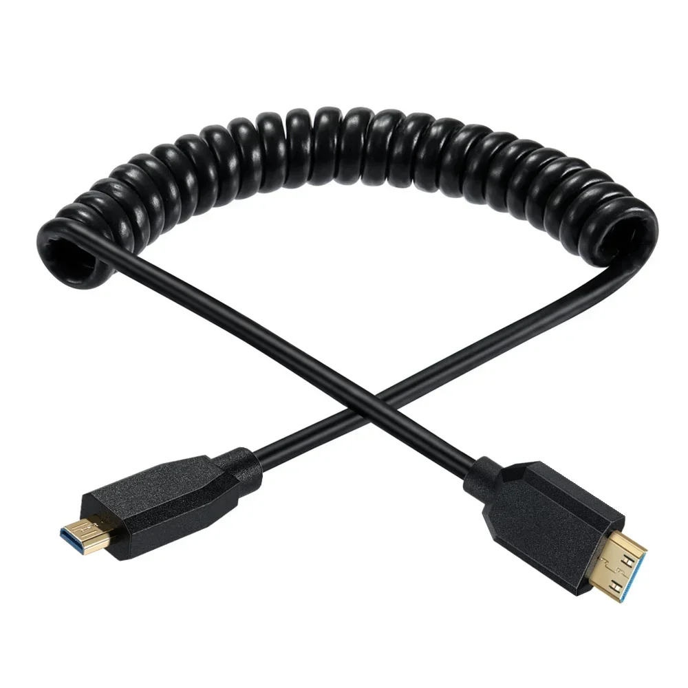 2.1Version 8K@60Hz 4K@120Hz Micro HDMI-kompatybilny męski adapter złącza męskiego typu D do typu C Mini HDMI kabel zwinięty