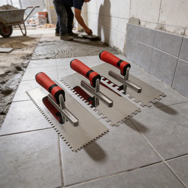 3Pcs Square Notched Trowel Stainless Steel Base Plate 4/6/8mm Tooth Sizes Tile Adhesive Plaster Trowel for Tiling Work