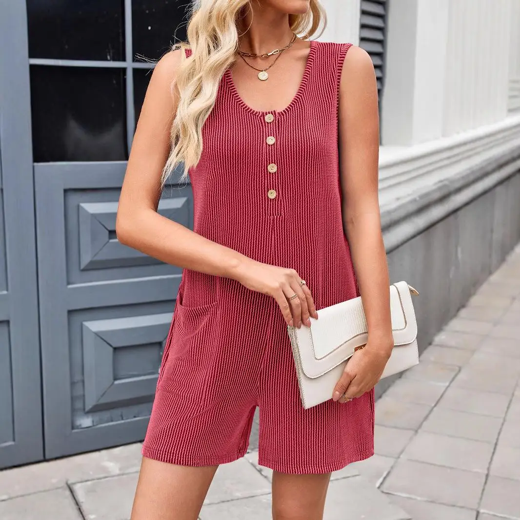 Tuta da donna a vita bassa, gilet, t-shirt, tessuto elastico a cinque quarti, stagione primaverile, abito intero da donna Faion