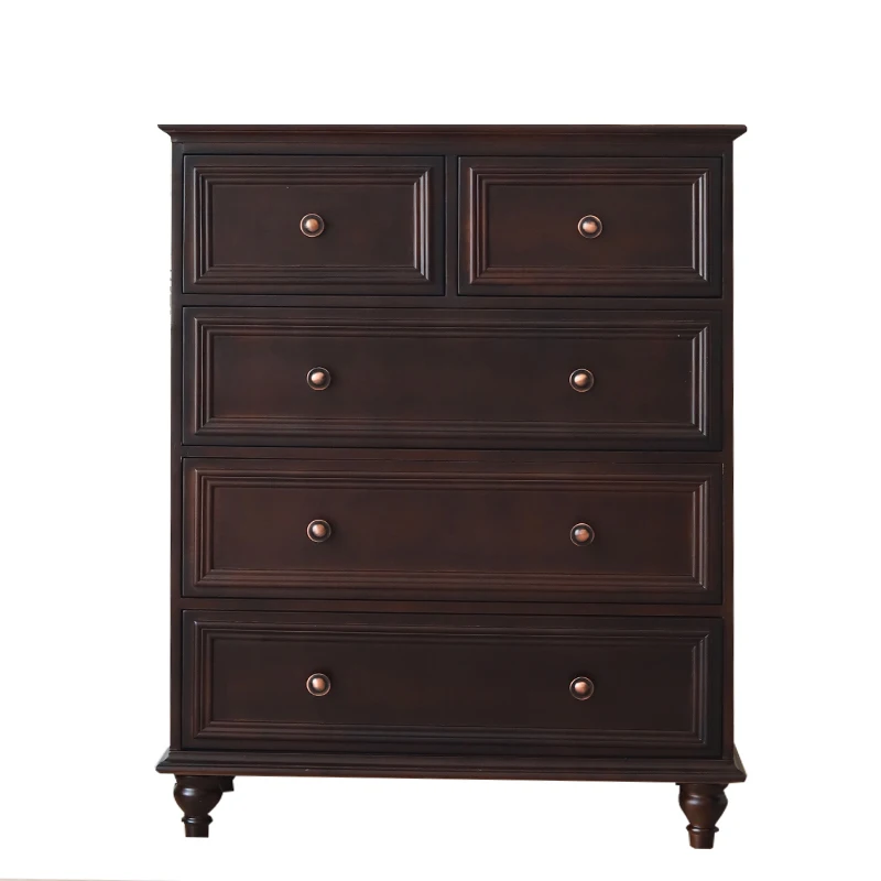 

American retro bedroom solid wood chest of drawers bedside locker light luxury living room large capacity storage side cabinet d