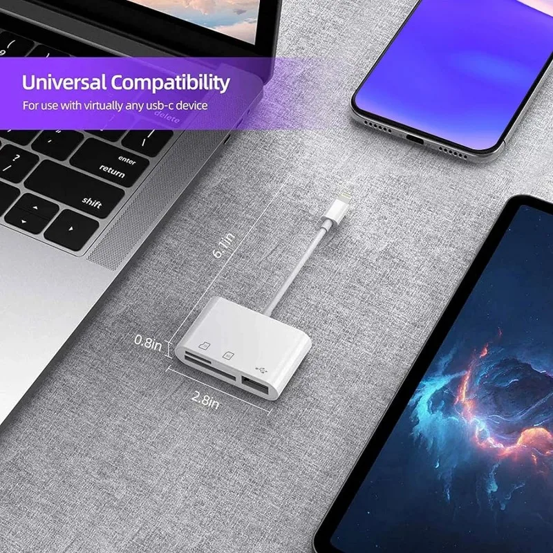 3 In 1 SD TF Card Reader Adapter For iPhone 15 Pro Max Camera Memory Card Readers OTG Adapter For Huawei Xiaomi Samsung MacBook image 4