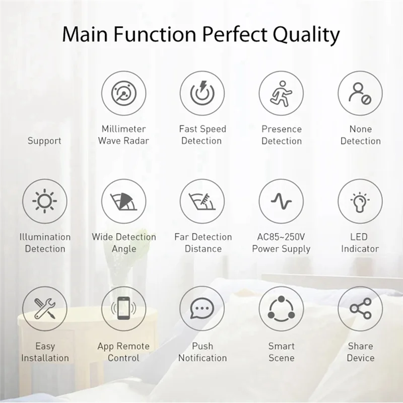 A37T-Tuya Wifi 24G Mmwave Radar presencia humana inteligente con Detector de iluminación soporte interruptor de luz 95-250V
