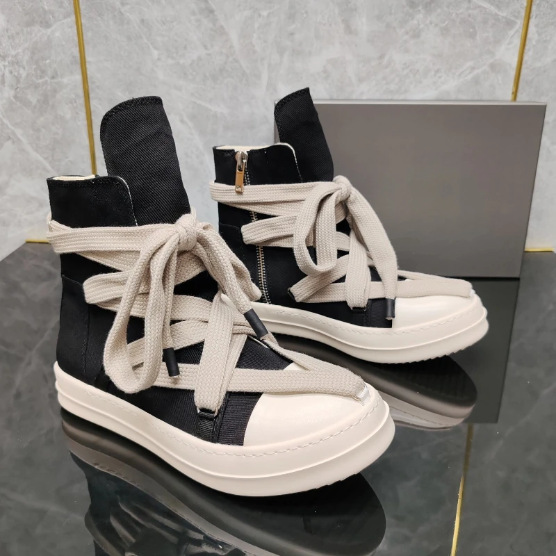 

2025SS High Street парусиновые повседневные модные кроссовки высшего качества для мужчин и женщин, удобные туфли на грубом шнурках