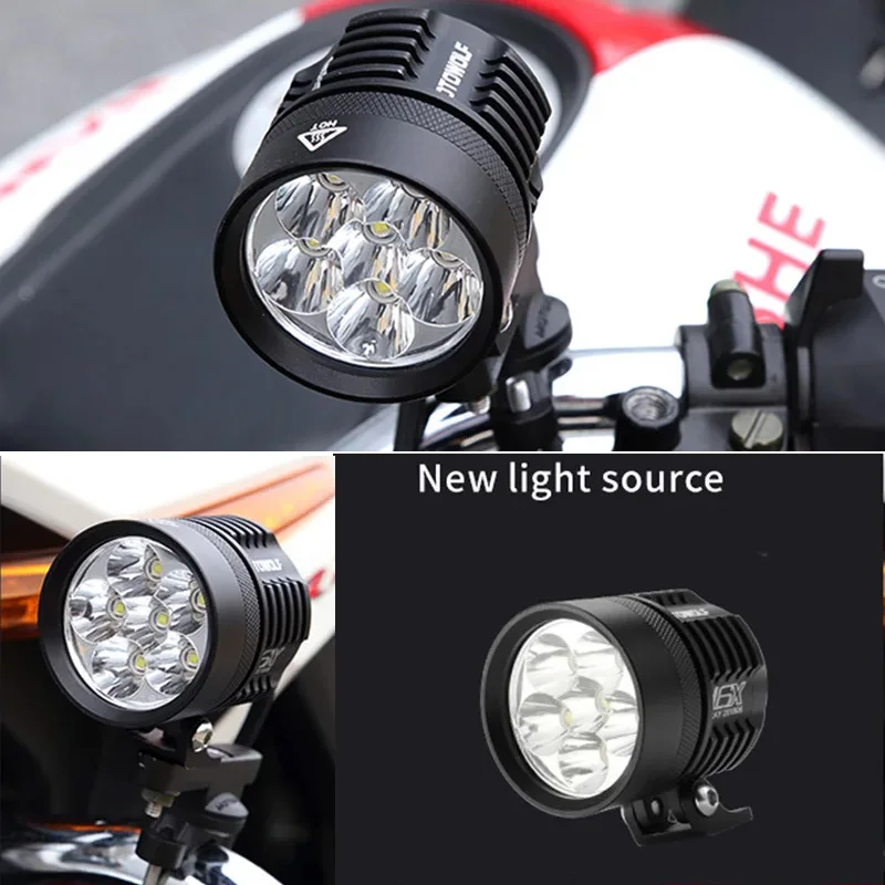 Double Colors LED Strobe Motorcycle Headlight Fog Lamp Car Universal Motorbike Bulb High Brightness Yellow White 12V