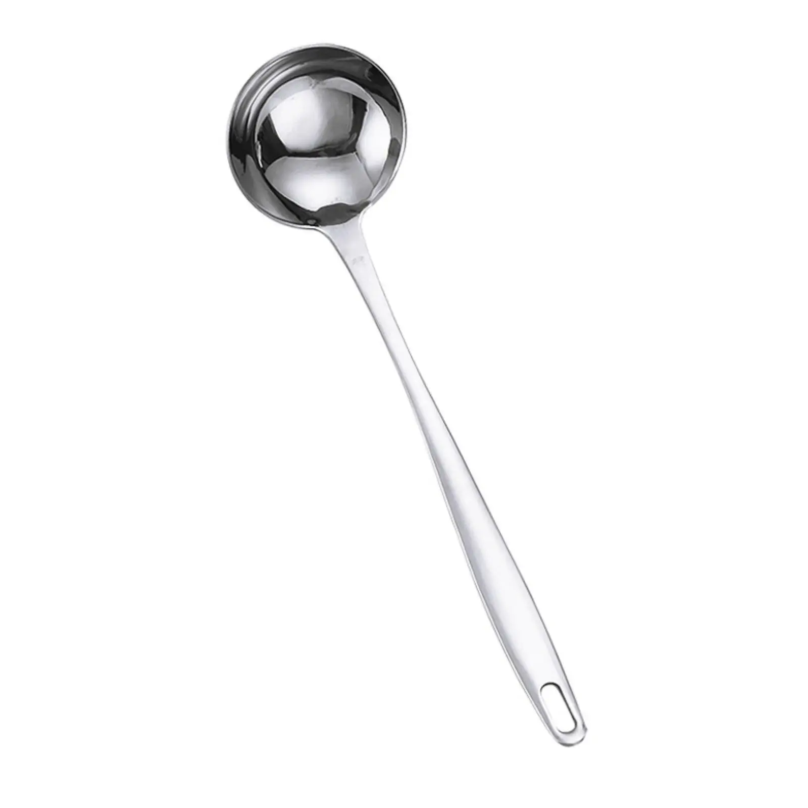Thickened Handle Stainless Steel Soup Spoon Perforated Kitchen Ladle for Hot Pot and Daily Cooking