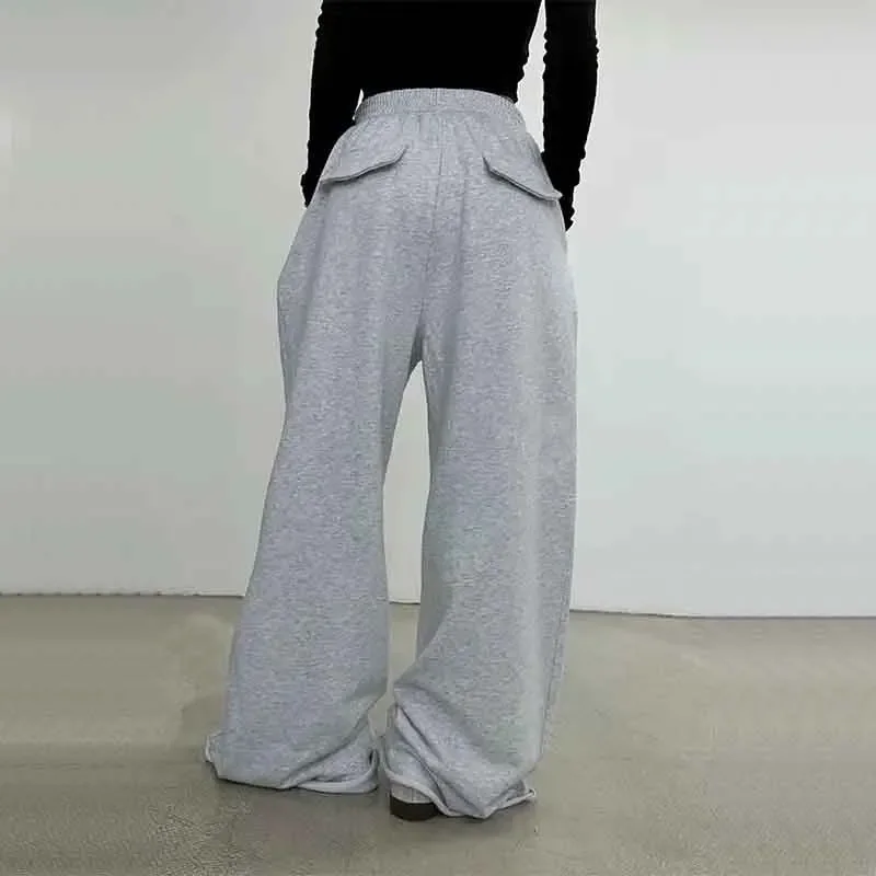 100% Katoenen Losse Broek Met Wijde Pijpen Vrouwen Herfstmode Japanse Hoge Taille Casual Joggingbroek Y 2K Hip Hop Streetwear Nieuw