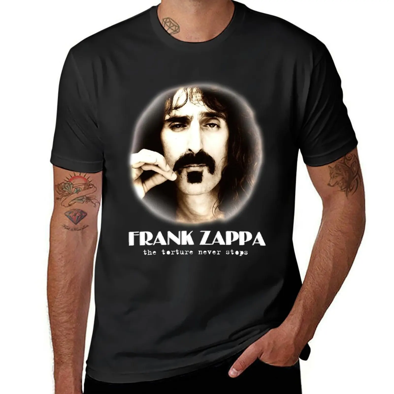 Fránk music Záppà-Fránk music Záppà the torture never stops Round neck Unisex T-Shirt vintage oversizeds black t shirts for men