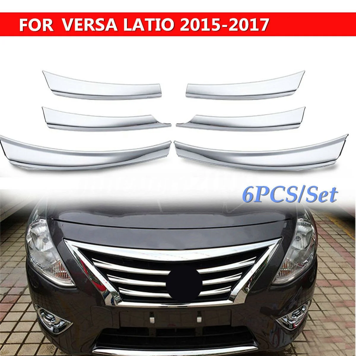 

Car Front Mesh Grille Bumper Cover Trim for Nissan Versa Latio Almera 15-17—L48A