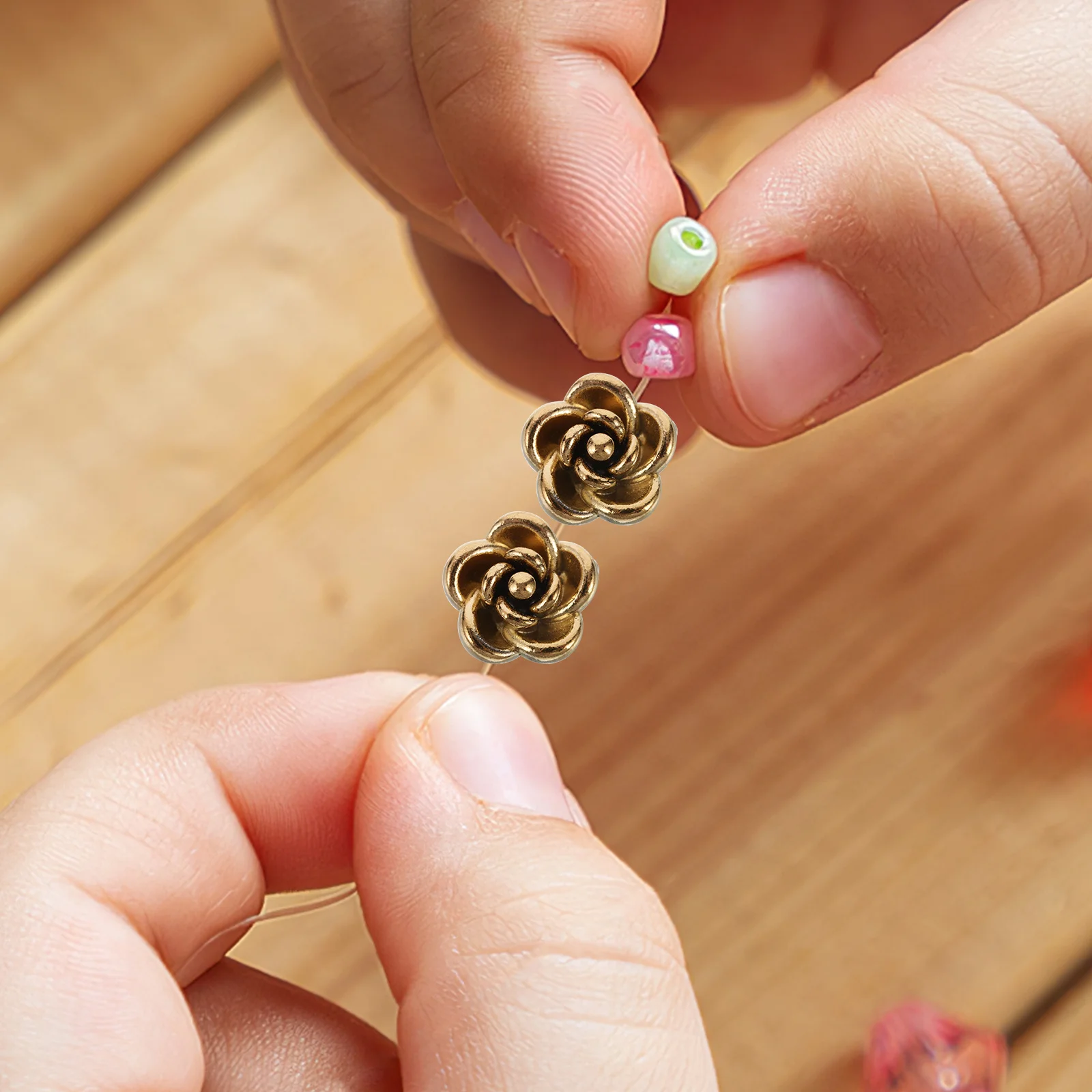 

10 шт., 3D бусины из нержавеющей стали с розами, аксессуары для изготовления ювелирных изделий своими руками для браслетов, подвески, ремесленные бусины-разделители, принадлежности