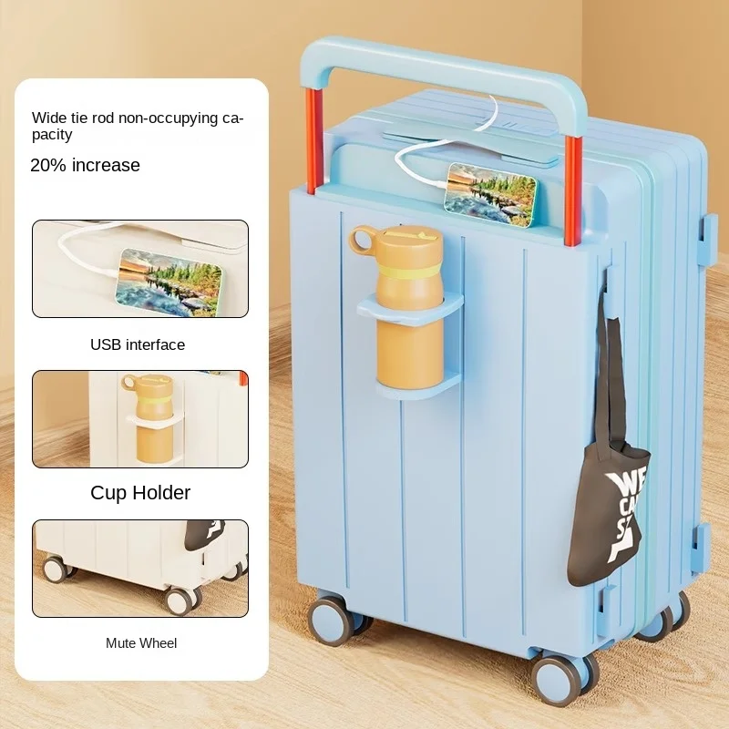 New Carry-on Suitcase Multi-function Wide Trolley Luggage 20 Inch Boarding Box Aluminium Alloy Trolley Case 22/24/26/28