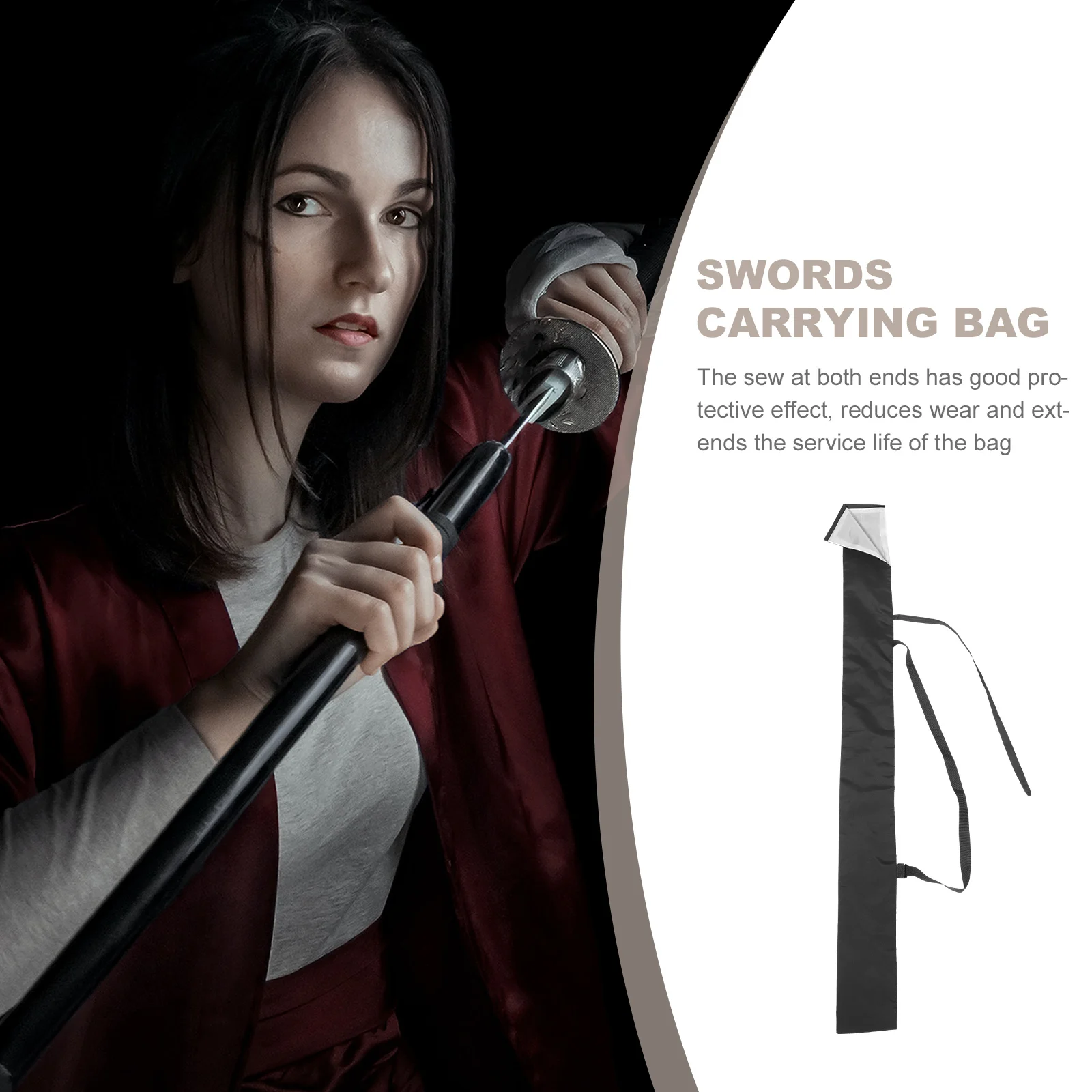 

136cm Black Bag Wear Resistant Adjustable Shoulder Belt Waterproof Storage Case Martial Arts Fitness
