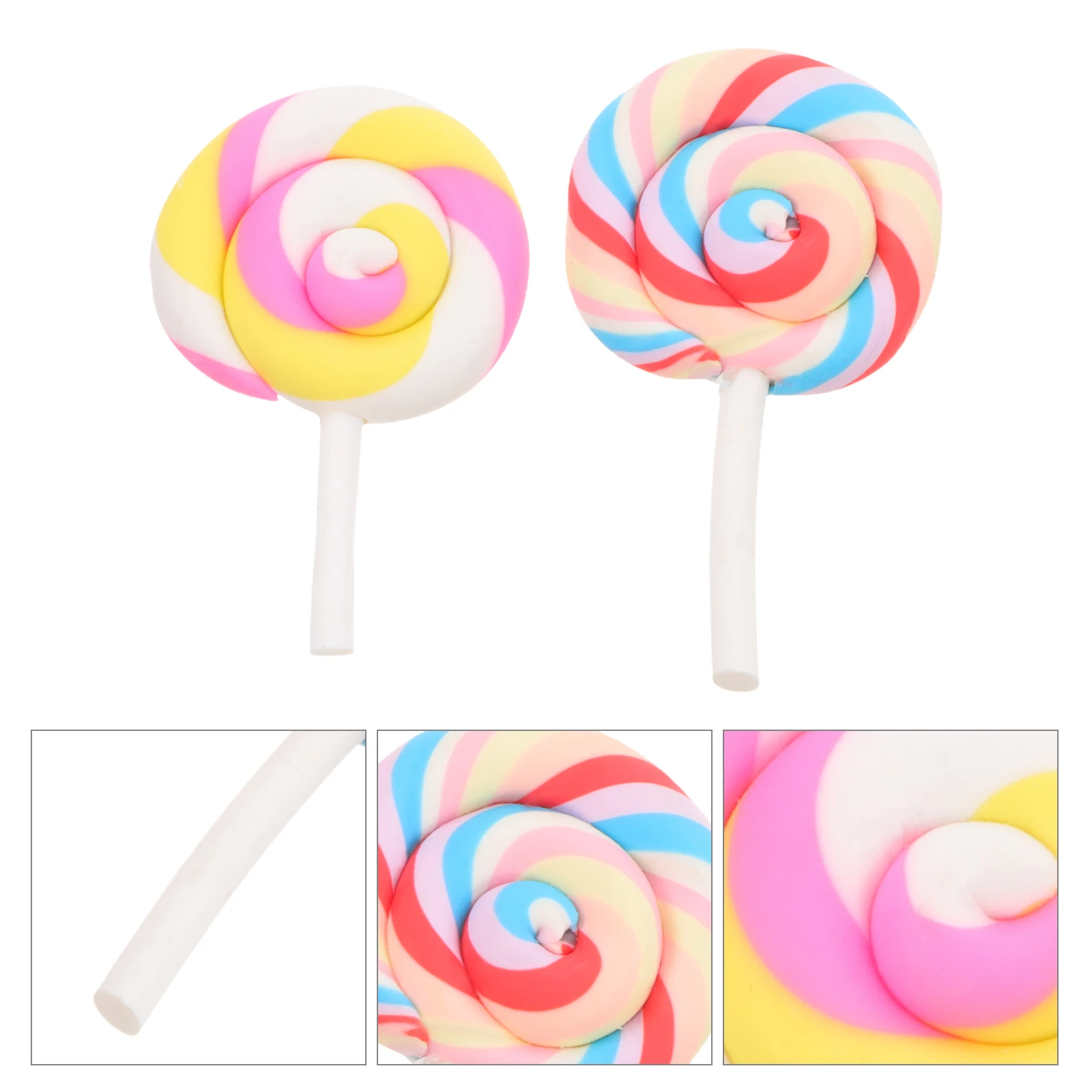 

20pcs Rainbow Swirl Lollipop Colorful Resin Decors Miniature Landscape Decor Kids Plaything Diy Craft Creative Home Decoration
