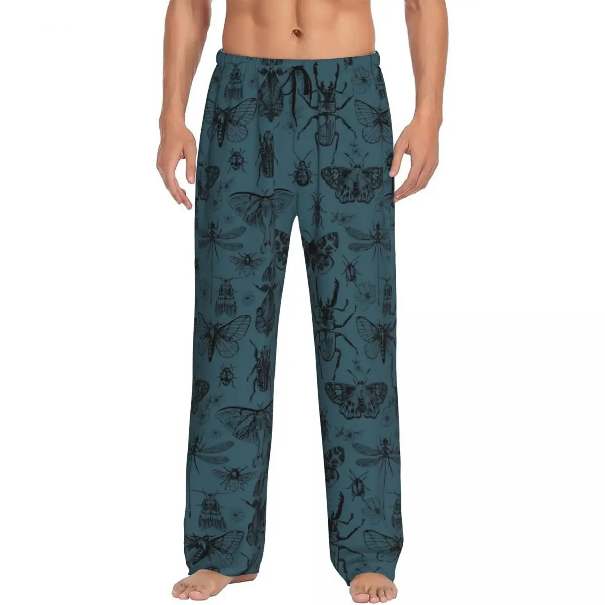 Custom Vintage Insect Entomology Themed Pajama Pants Men Sleepwear Sleep Lounge Bottoms with Pockets